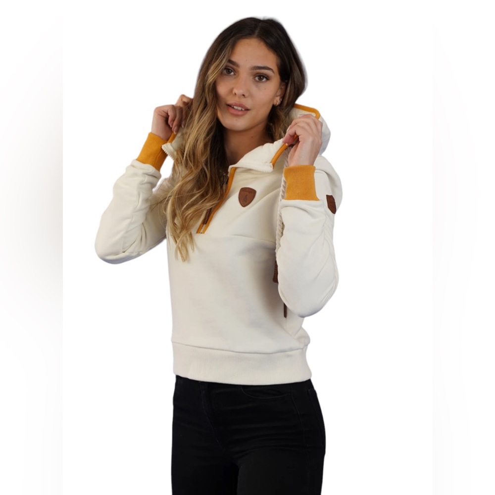 NWT NEW STOCK Neva 2 Oatmeal with Sunflower 1/2 Zip Hoodie